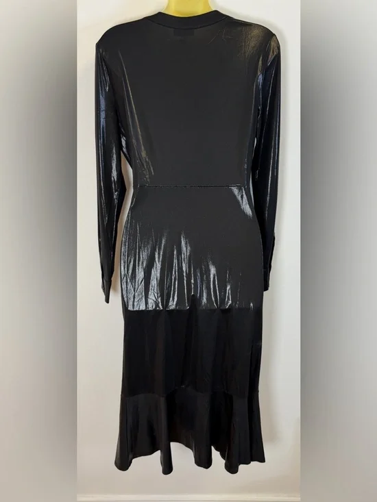 Current Air Shiny Black Long Sleeve Midi Dress - Picture 2 of 5